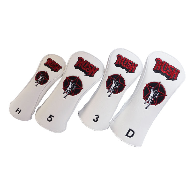 Rush custom head covers - white premium leather