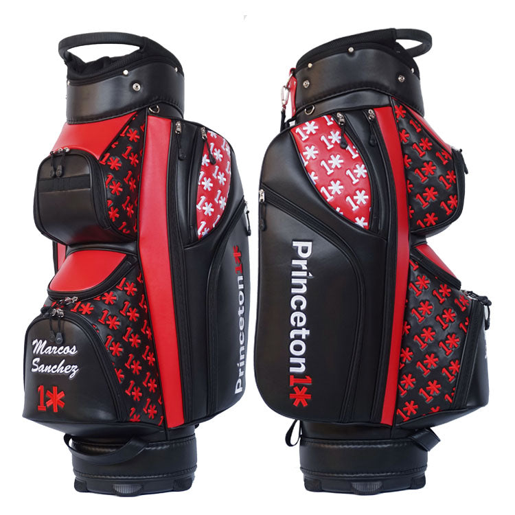 Custom Logo Golf Cart Bag black with red and white accent