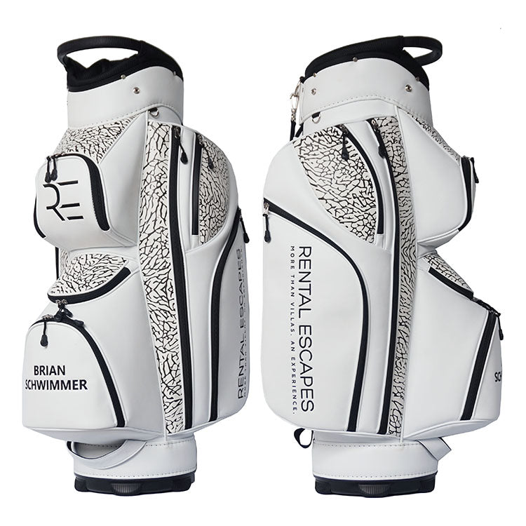 white custom golf cart bag with elephant print - MJ Michael Jordan themed