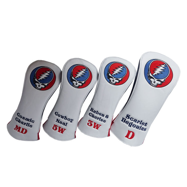 custom_golf_head_cover Grateful_Dead skull and lightening bolt