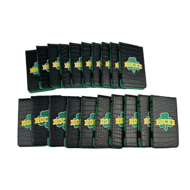 customized golf scorecard holders - Rocks clover embroidery