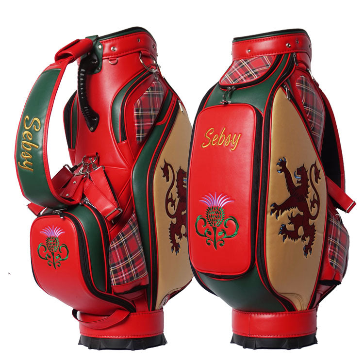 custom family plaid and crest Scottish clan tartan golf bag