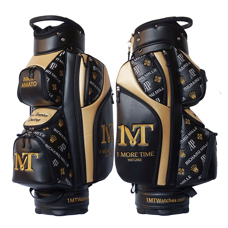 luxury leather golf cart bag CB00 with customized logos - timeless design