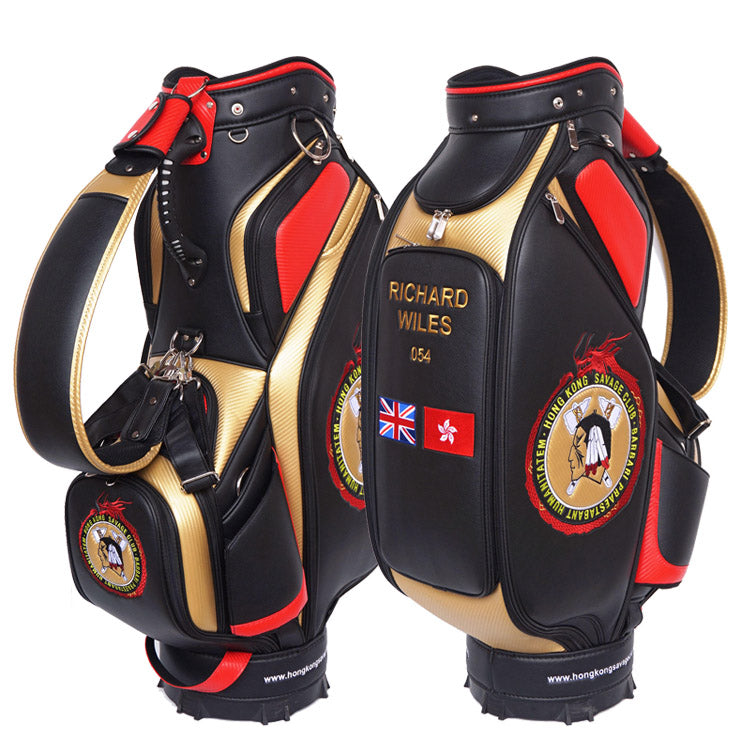 Custom Golf Bag in black red and gold color combination