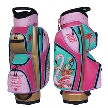 Custom Lady Cart Bag with Flamingos and Palm trees Design - Monogrammed name and quote