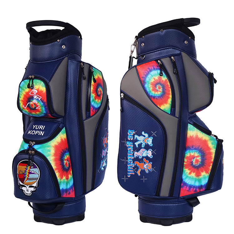 GRATEFUL DEAD TIE DYE CUSTOM GOLF CART BAG - fancy golf cart bag design