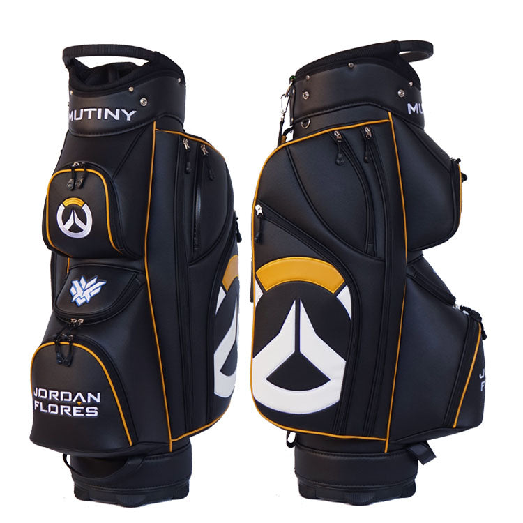 black leather golf cart bag - customized logo and monogram