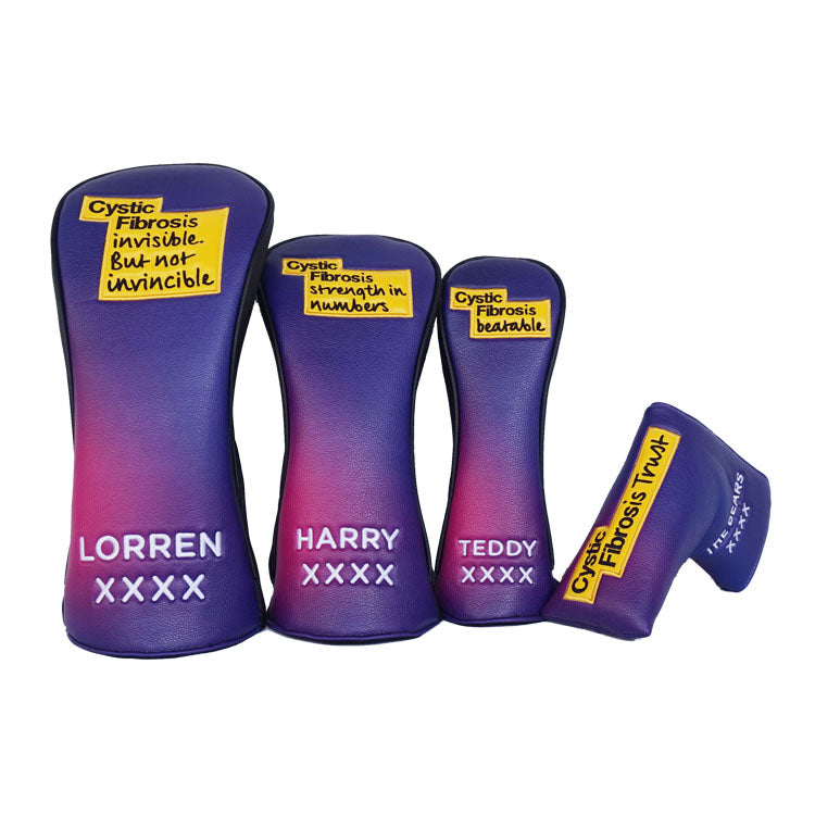 Customized Golf Head Covers with custom print gradience effect and children's names