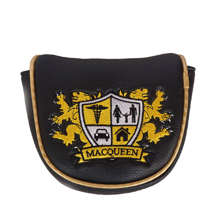 Luxury Golf Mallet Putter Cover - gold and silver Scottish family crest embroidery