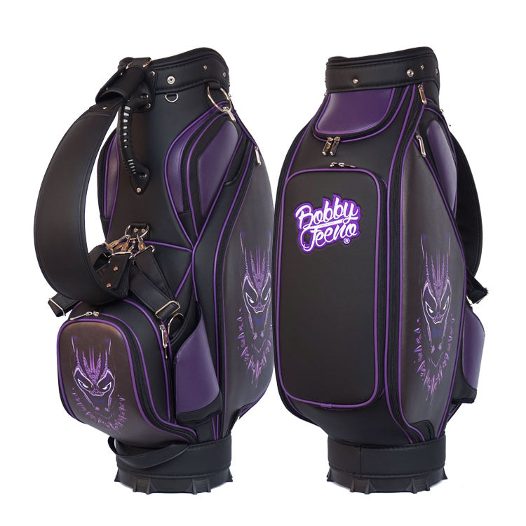 Black Panther custom golf tour staff bag name logo embroidery - My Custom Golf Bag Global
