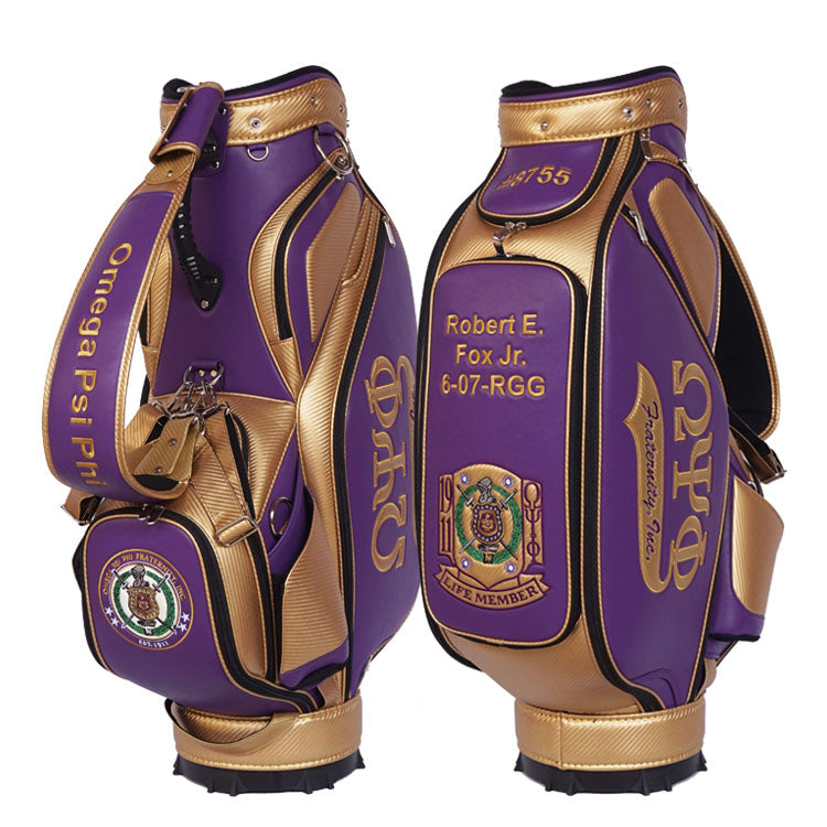 Custom Golf Bag Omega Psi Phi  - purple and gold