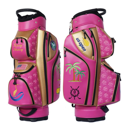 Custom Lady Golf Bag - hot pink palm beach themed with customized logos