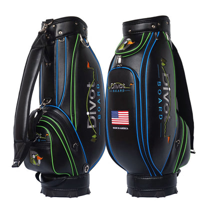 Custom Golf Tour Bag proudly made in USA, with elegant black microfiber leather finish
