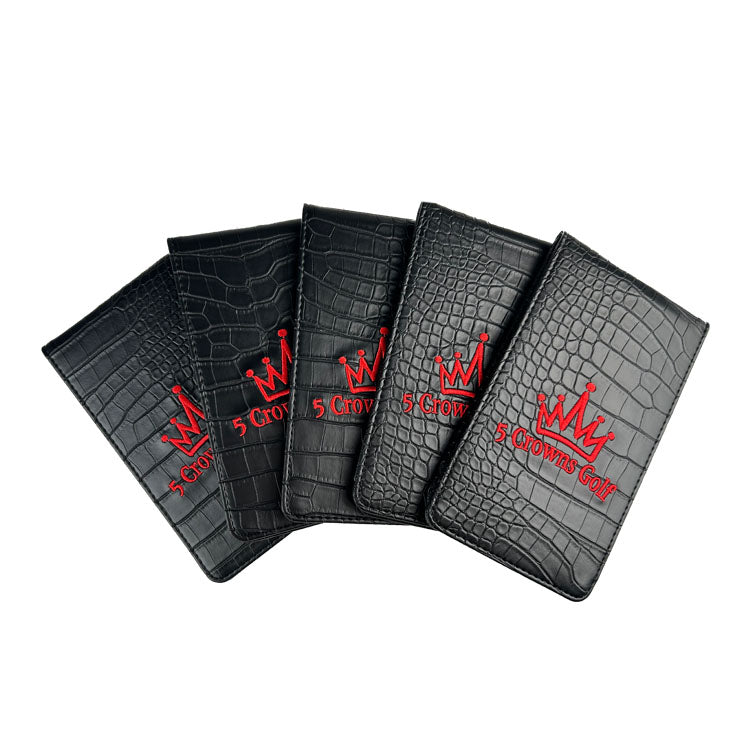 Custom golf yardage book case designed with company logo