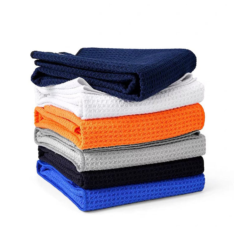 Custom logo waffle weave golf towel 