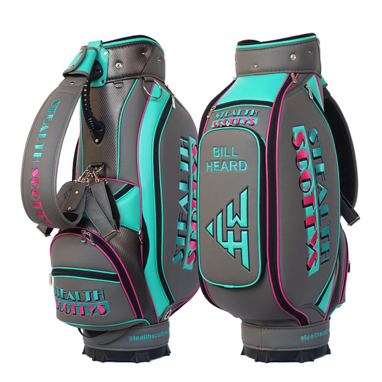 Custom Mid-Size Tour Staff Golf Bag with Personalized Logo and Neon Color Accents