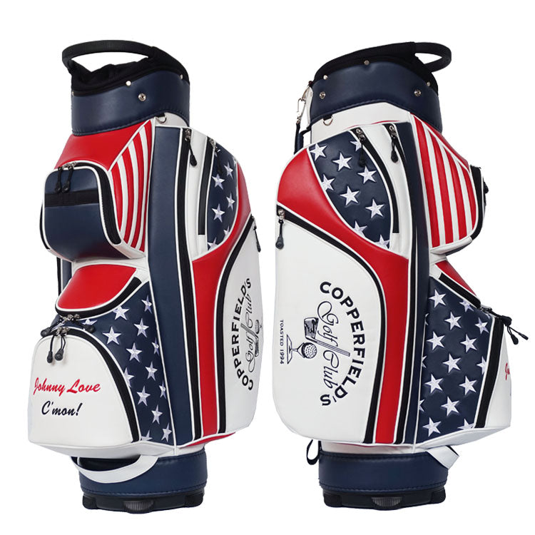 US flag stars and stripes golf cart bag, featuring 14 full length divider system