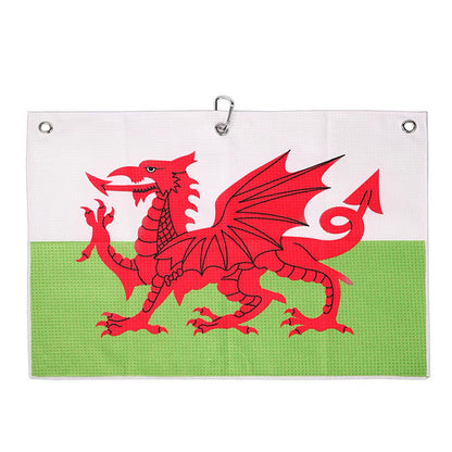 Welsh flag waffle weave custom golf towel 