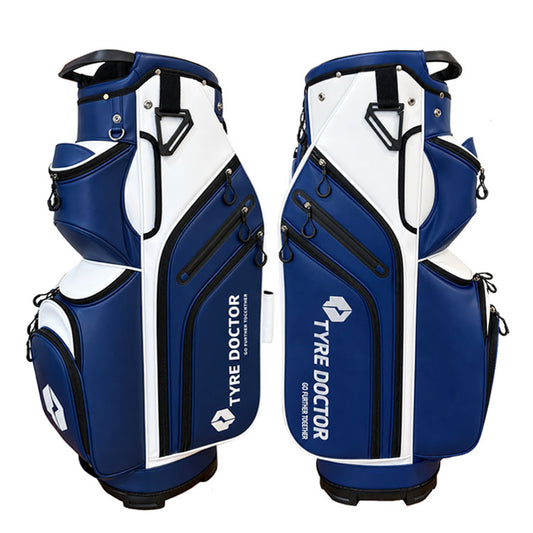 Custom corporate golf cart bag with cart strap pass-through, company logo and brand colors