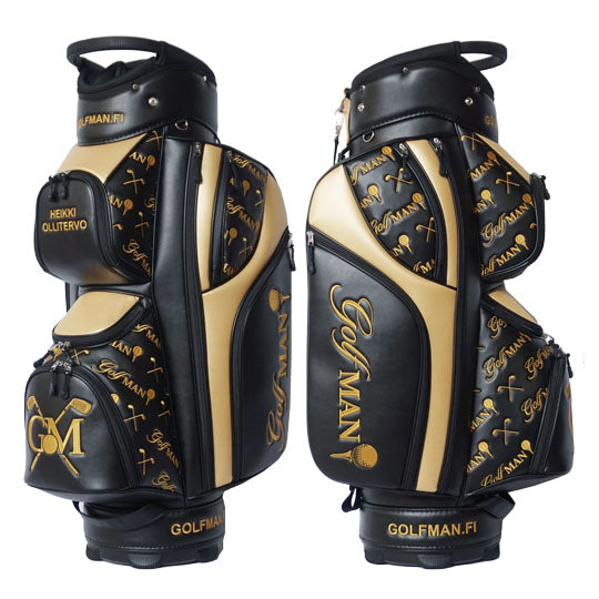 men's cart bag personalized with corporate logo and player's name