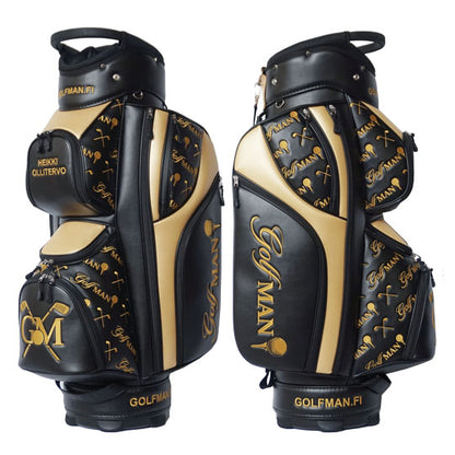 men's cart bag personalized with corporate logo and player's name