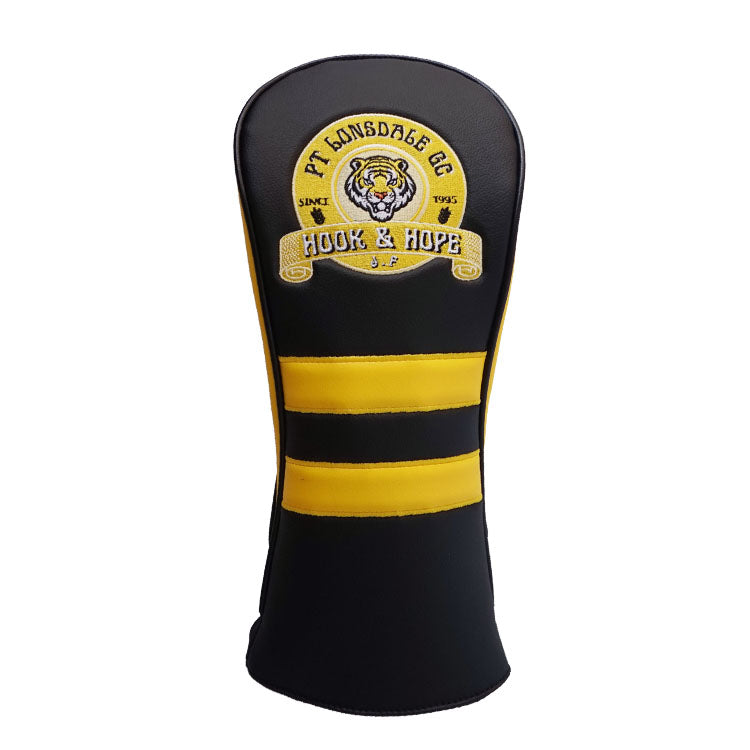 Custom Golf Driver Cover - black and yellow stripes design