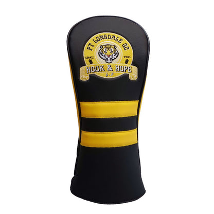 Custom Golf Driver Cover - black and yellow stripes design
