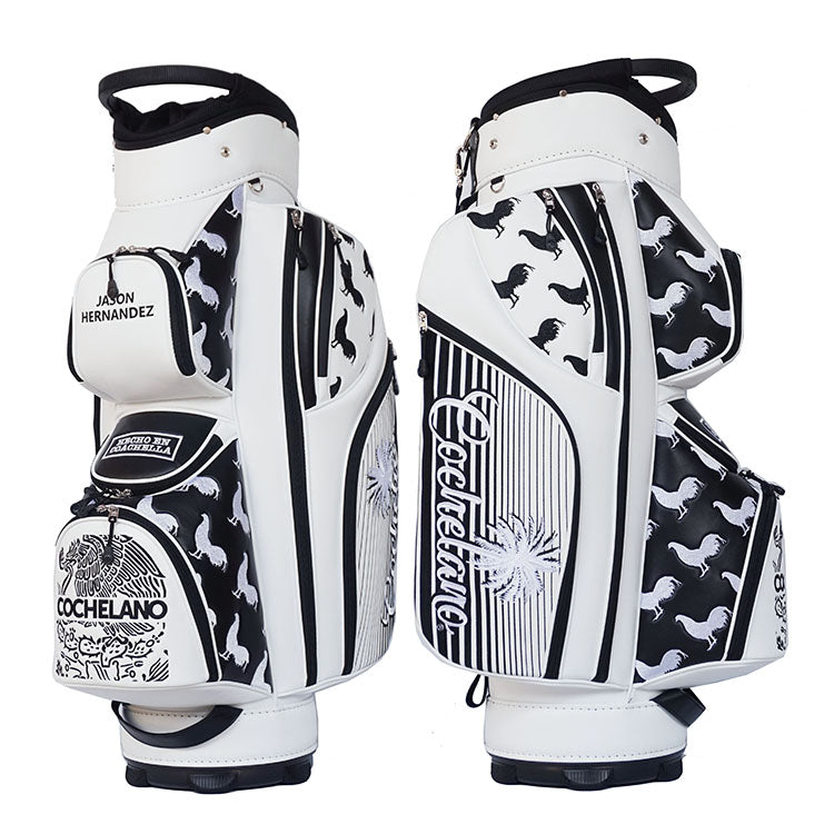 custom golf bag white with black accent - best mens cart bag 2024