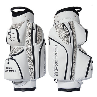 white custom golf cart bag with elephant print - MJ Michael Jordan themed