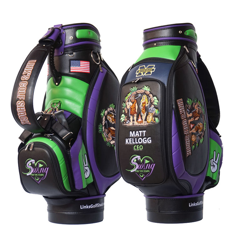 custom logo pro golf tour bag with premium quality embroidery of complex logo