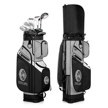 custom printed logo golf cart bags holding a set of clubs
