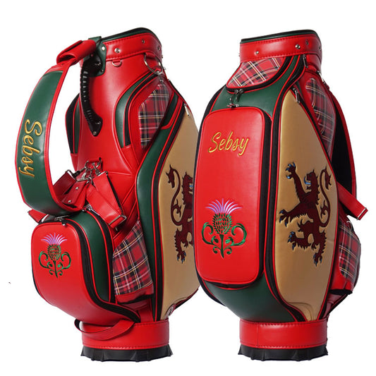 custom family plaid and crest Scottish clan tartan golf bag