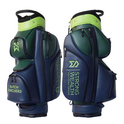 black leather golf cart bag - customized logo and monogram