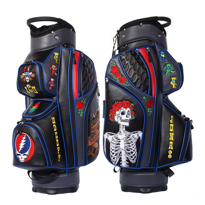 customized golf cart bag in Grateful Dead skull and roses betty steal your face theme