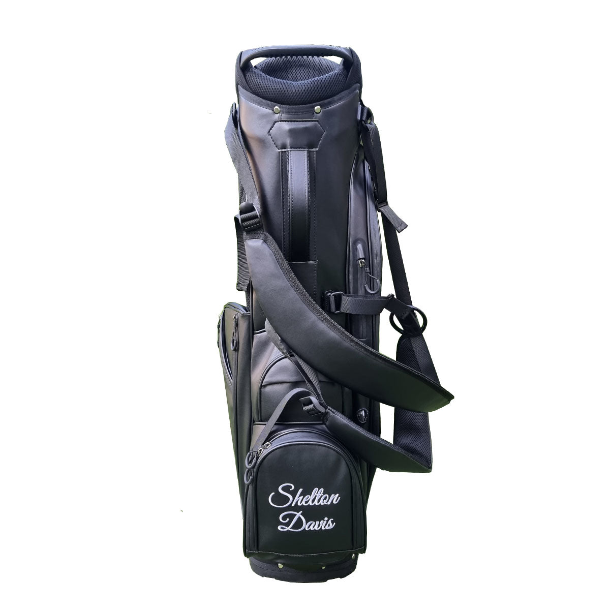 custom luxury microfiber leather golf stand bag with monogram name embroidery