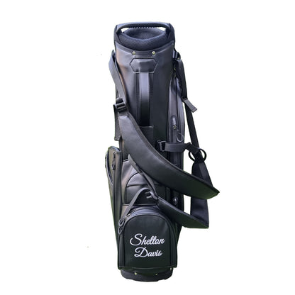 custom luxury microfiber leather golf stand bag with monogram name embroidery