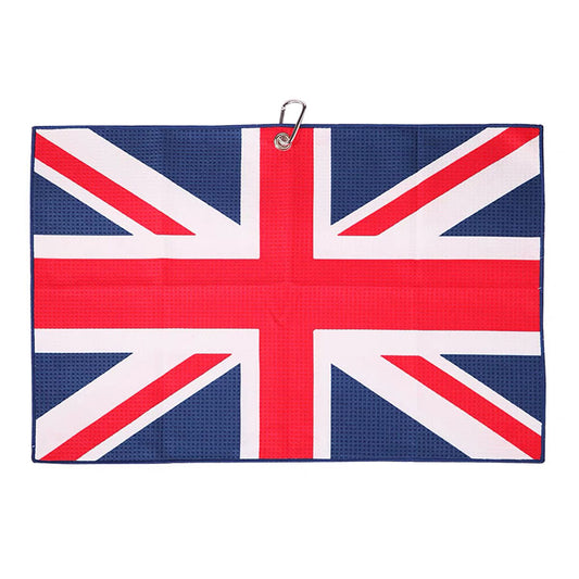 waffle weave custom golf towel with UK flag