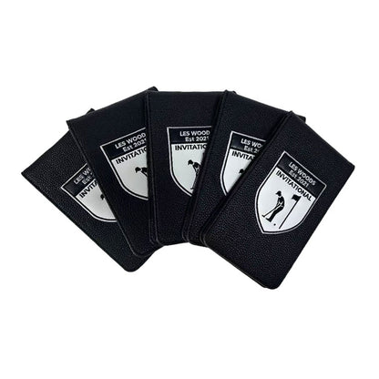 Custom golf scorecard and yardage book cover with personalized design