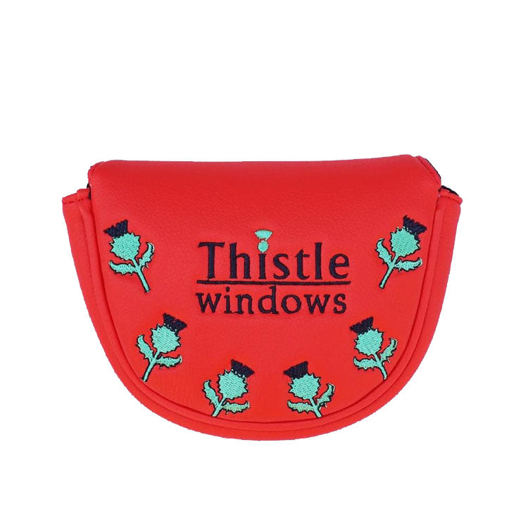 Customized Golf Mallet Putter Cover - red with embroidered logos 