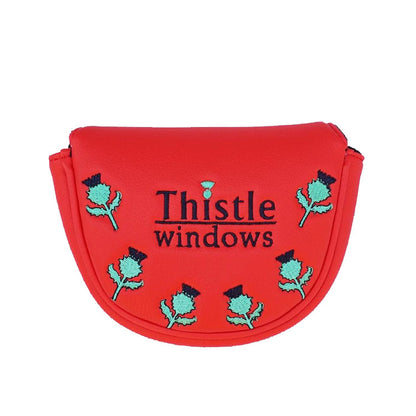 Customized Golf Mallet Putter Cover - red with embroidered logos 