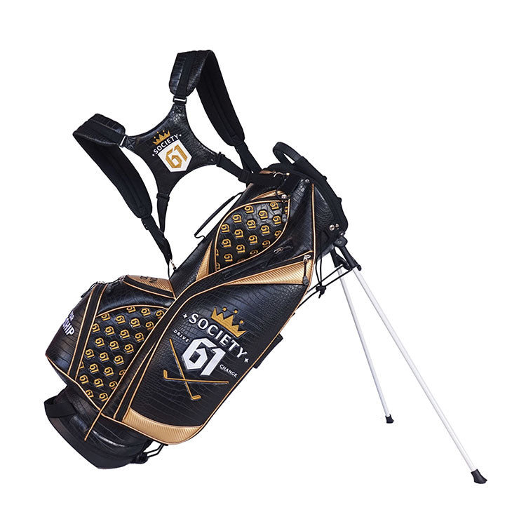 Custom Golf Stand Bag Alligator Skin Leather Carry Bag with 6-way golf club dividers