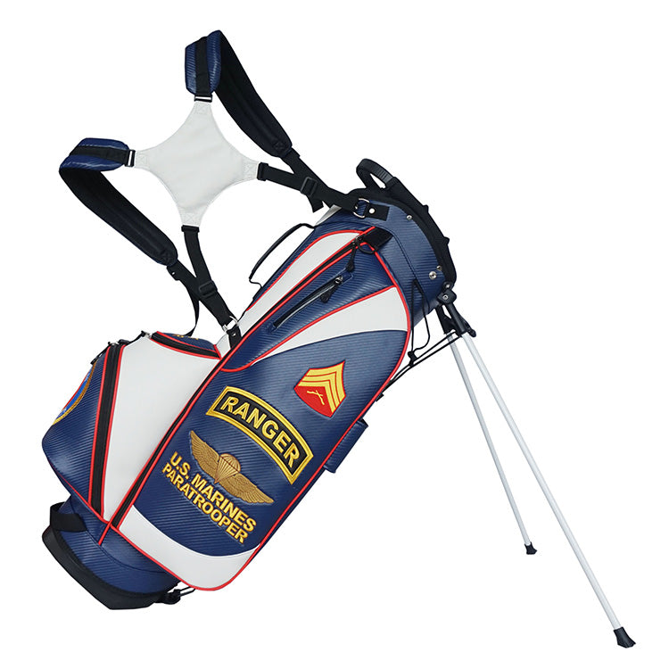 Custom Golf Stand Bag USA - with rank insignia monogrammed name on golf bag