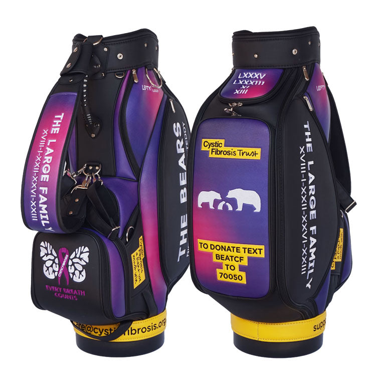 Custom Golf Tour Bag – Microfiber Leather Awareness Design with Personalized Logo and Printing