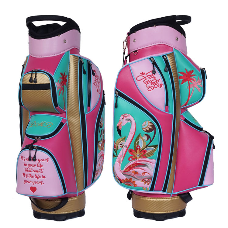 Custom Lady Cart Bag with Flamingos and Palm trees Design - Monogrammed name and quote 