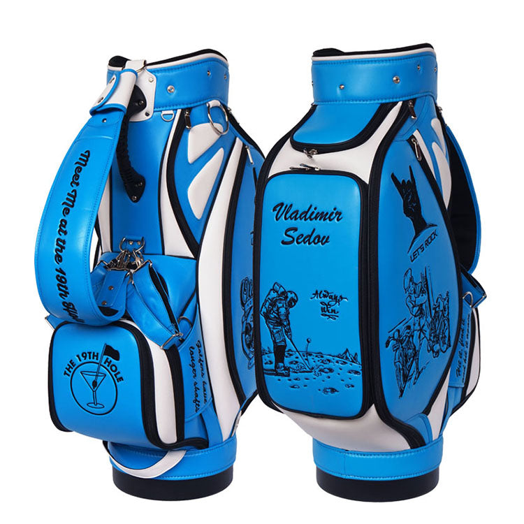 Custom Leather Golf Tour Staff Bag – Premium Quality with Embroidered Artwork