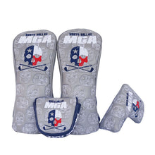 Custom Golf Head Covers with skull design in gray color leather finish