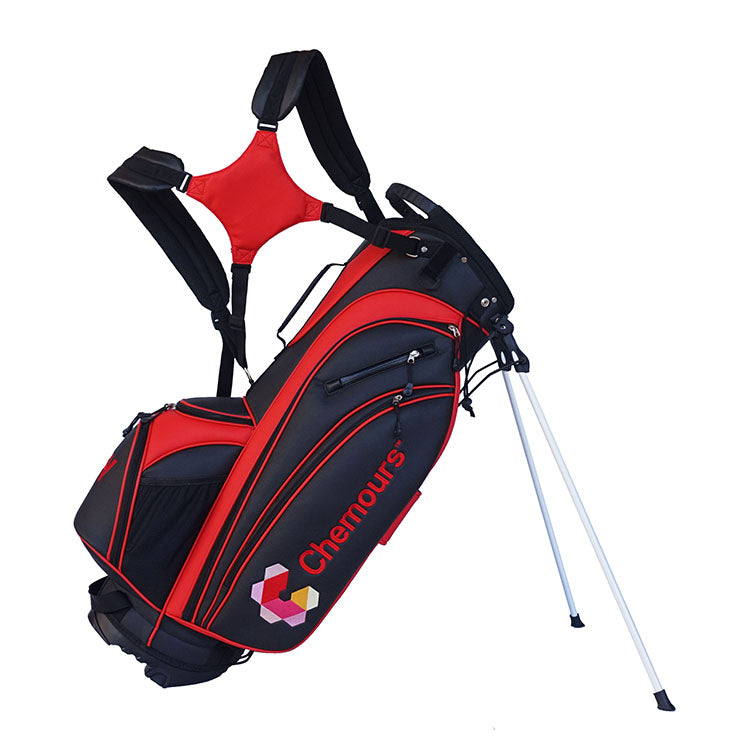 Custom Stand Bag black and red with ball mesh