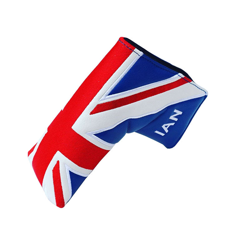 Custom Golf Putter Head Cover - Personalised Union Jack design UK flag colours