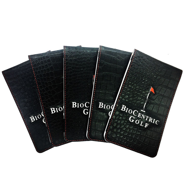 Golf yardage book cover with golf academy logo