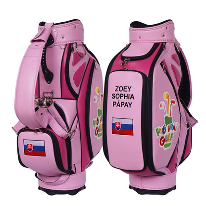 Personalized junior tour bag featuring custom logo, name and country flag